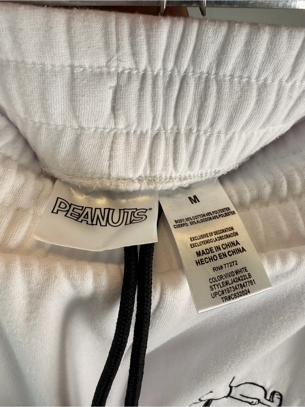 Peanuts Snoopy Woodstock Jogger Sweatpants White Graphic Lounge Medium - Picture 5 of 7